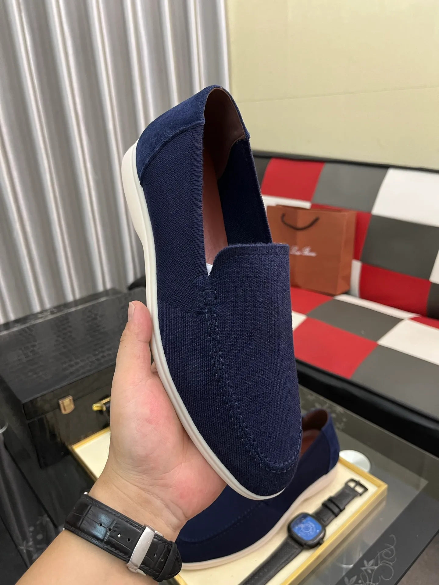 Men's men's shoes💰420⌚️⌚️Loro*Piana pure original 2025 soft and comfortable LP deerskin flat-soled casual star's same style slip-on Loaf men's shoes, size: 38-446️⃣colors available